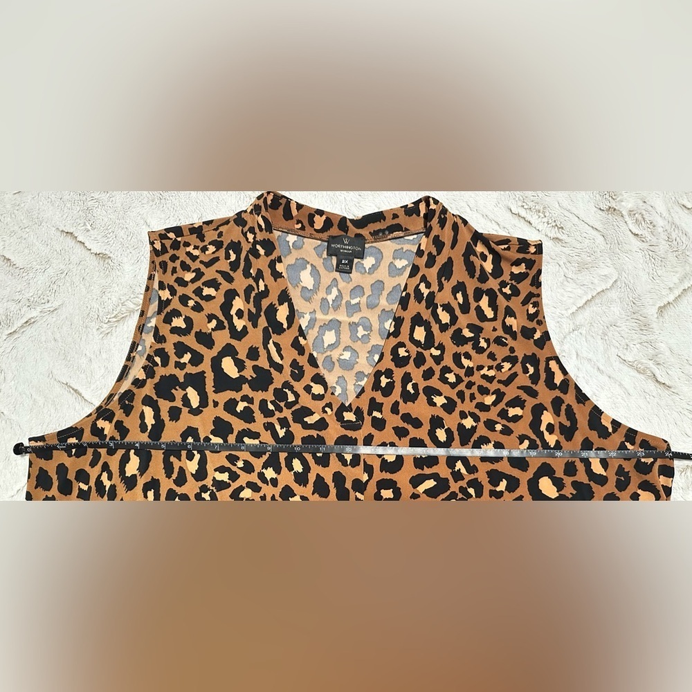 Worthington Brown Leopard Print Blouse - Picture 5 of 7
